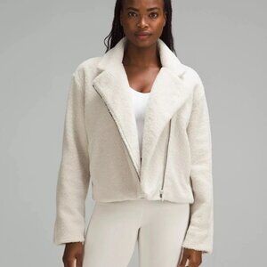 Lululemon NWT  Textured Fleece Moto Collared Jacket White Bone 4